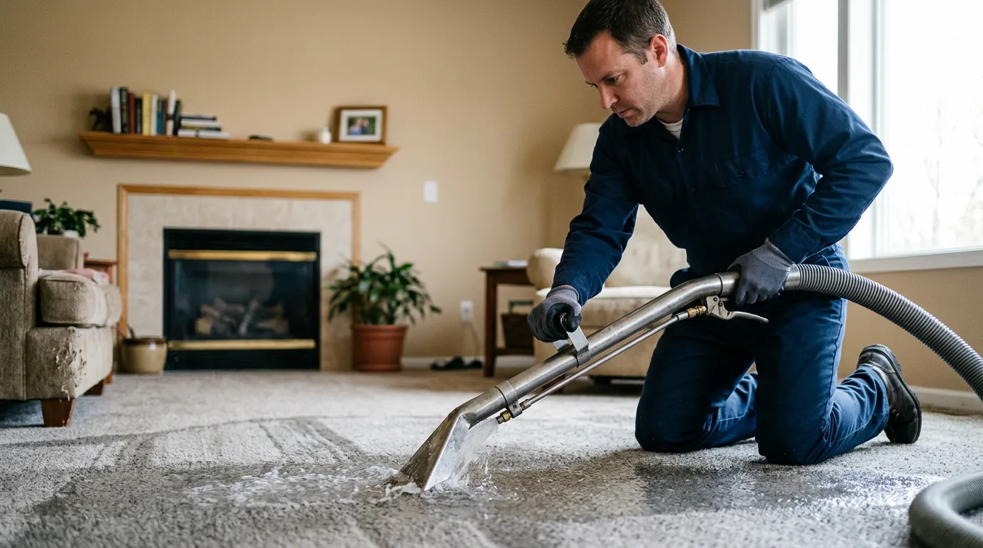 Water damage restoration technician working near Chattaroy, WV